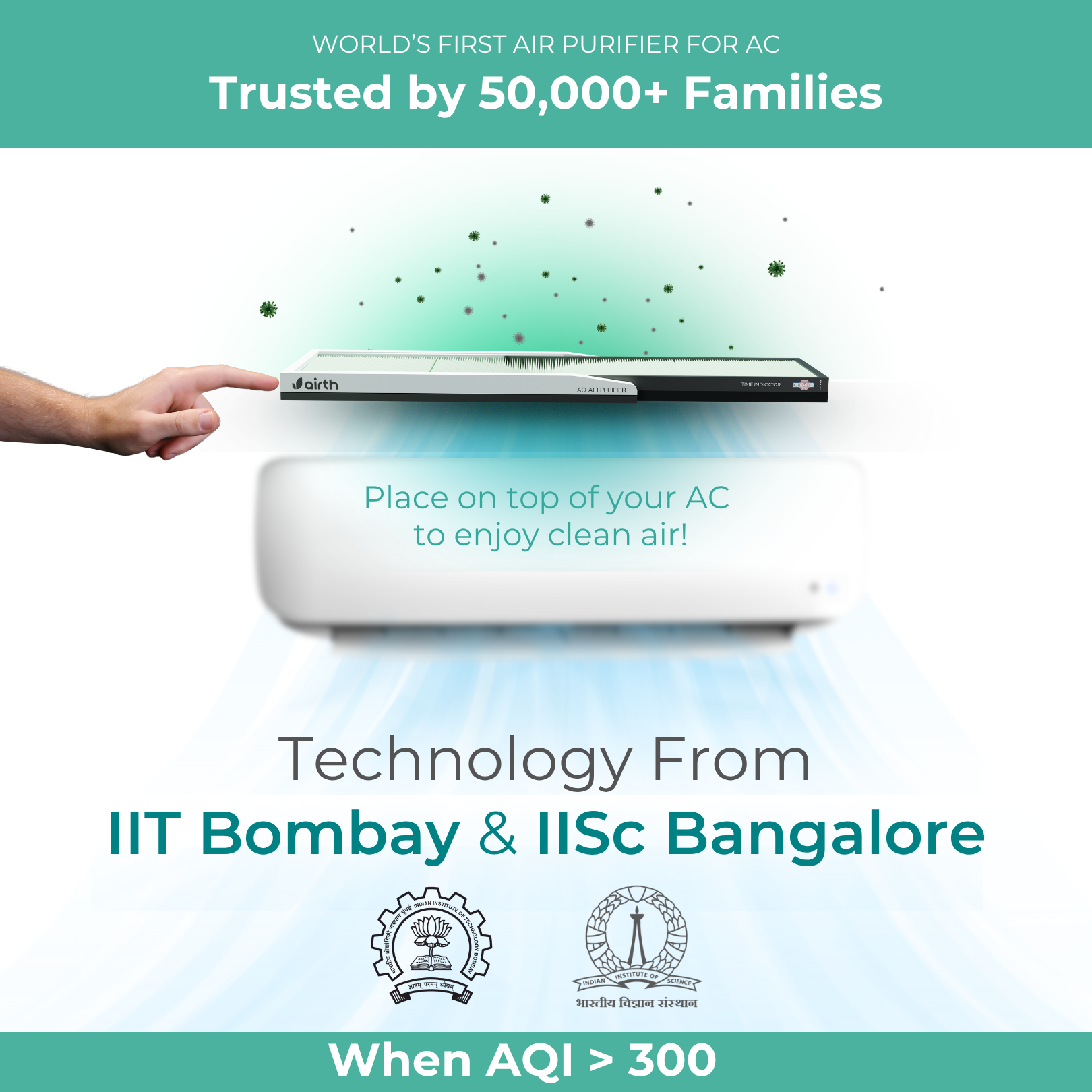 Air Purifier for Split AC [AQI > 300, Winter Version] with Time Indicator